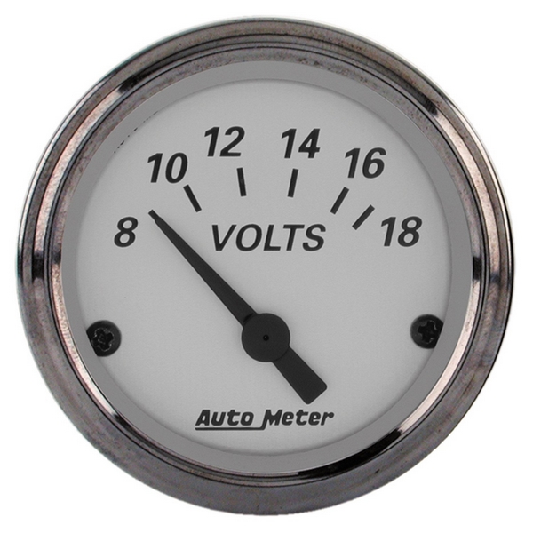 2-1/16" VOLTMETER, 8-18V, AMERICAN PLATINUM